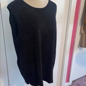 Women's Black Sleeveless Top + matching zip up jacket with hood.